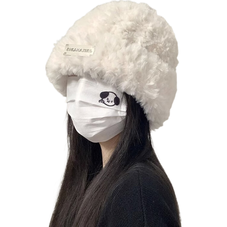 XUEXIMAN Women's Winter Large Head Circumference Knit Hat Plush Warm Fashion Versatile Cold Weather Ear Protection Fisherman Hat