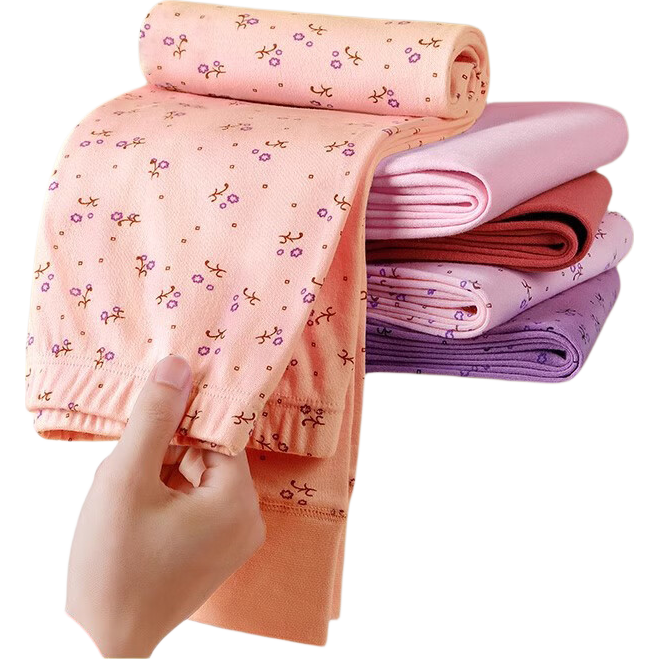 LangSha Women's Cotton Thermal Underwear Pants, Middle-aged and Elderly Mom's Plus Size Cotton Fleece Lined Loose Warm High Waist Printed Leggings