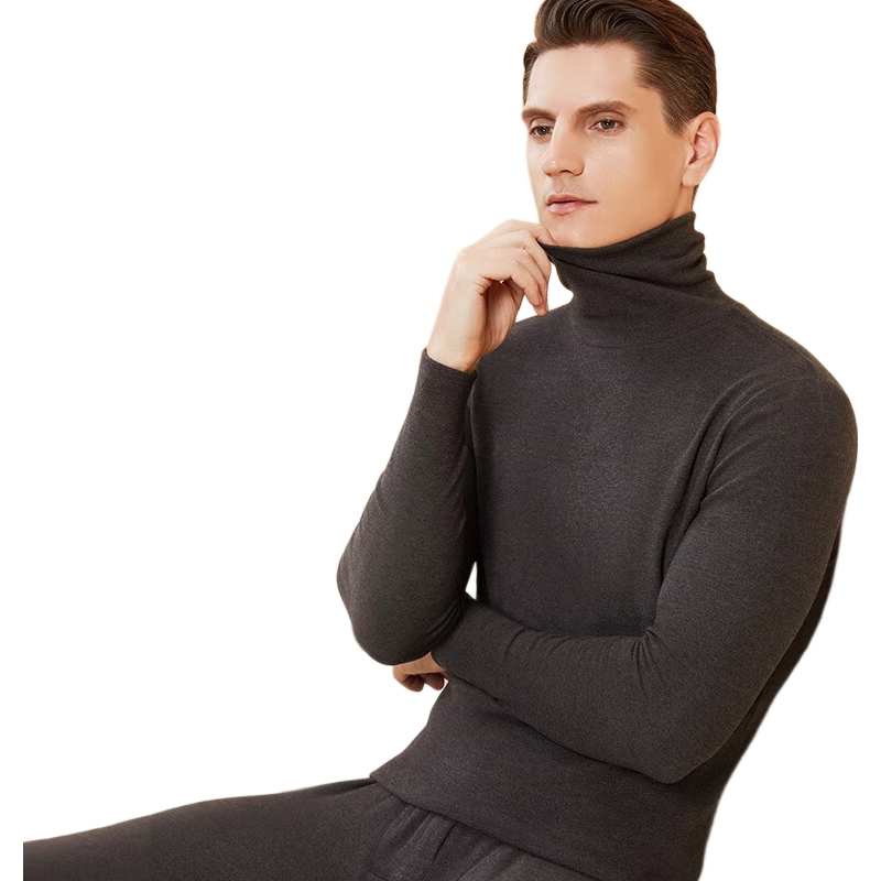 LangSha Autumn Winter German Velvet High Neck Base Shirt 7A Antibacterial Mite-Resistant Men's Outerwear Fleece Thickened Thermal Autumn Top