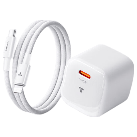 TORRAS Ice Cube Lite [Over 100,000 Sold | Compatible with All Apple Devices] Apple 17 Pro Charger, IPhone 16 Charging Head, 30W GaN Set, Charging Cable 15 14