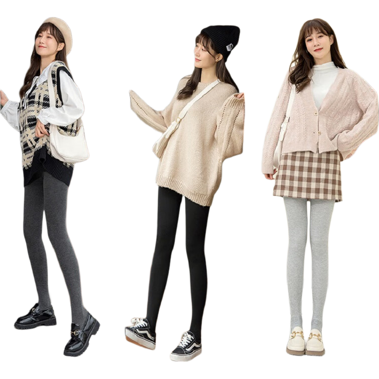 LangSha Women's Leggings for Spring And Autumn, Thin Fleece Outer Wear, Cotton Vertical Striped Tights, Slim-Fit Pantyhose with Beautiful Legs Desig