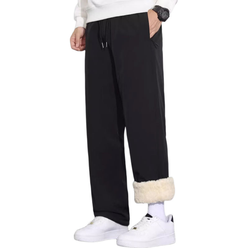 LangSha Men's Lamb Fleece Thermal Pants Winter 2025 New Graphene Knee Protection Fleece Lined Thickened Cotton Casual Trousers