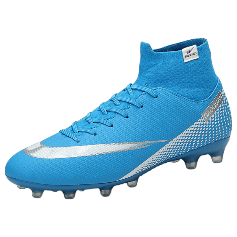Double Star Bate Men's Football Shoes Adult Grass Long Studs FG Wear-Resistant Artificial Turf Leather Competition Blue Training Shoes Men