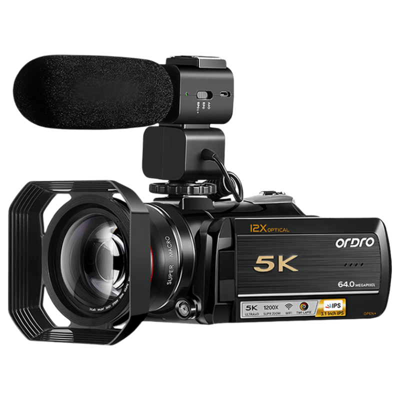 ORDRO [5K Variable Focal Camera] AC5Plus 4K Professional Live Streaming Camera, Home Handheld DV Recorder, High-Definition Digital Video Recorder, Portable Wedding And Conference Short Video Camera