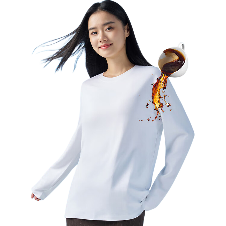 LangSha 25th Anniversary New Arrival [Ren Jialun Celebrity Endorsed Quality] Heavyweight Pure Cotton White T-Shirt Long Sleeve for Men and Women