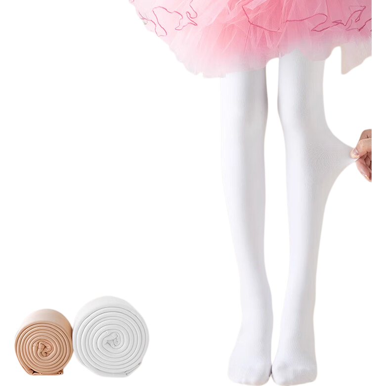 Zaisu Kids Footed Tights Dance Socks Autumn Winter Fleece-Lined White Versatile Outerwear Socks
