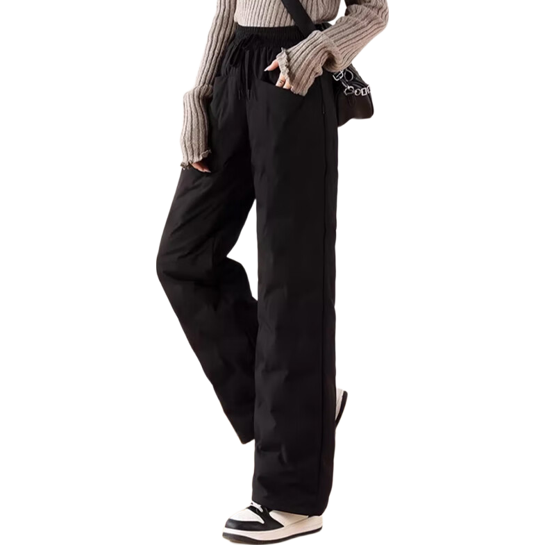 Langsha Straight-Leg 90% White Duck Down Women's Long Pants 2026 Autumn Winter Wide-Leg Fleece-Lined Thickened Warm Fashion Cotton Pants