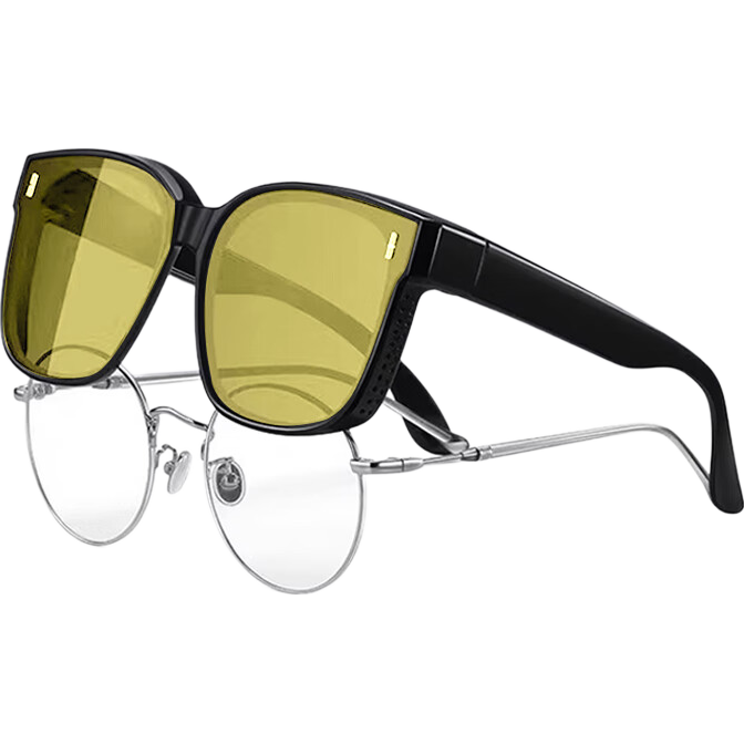 40,000 KM Polarized Clip-On Sunglasses for Prescription Glasses, Unisex Driving Sun Protection Shades