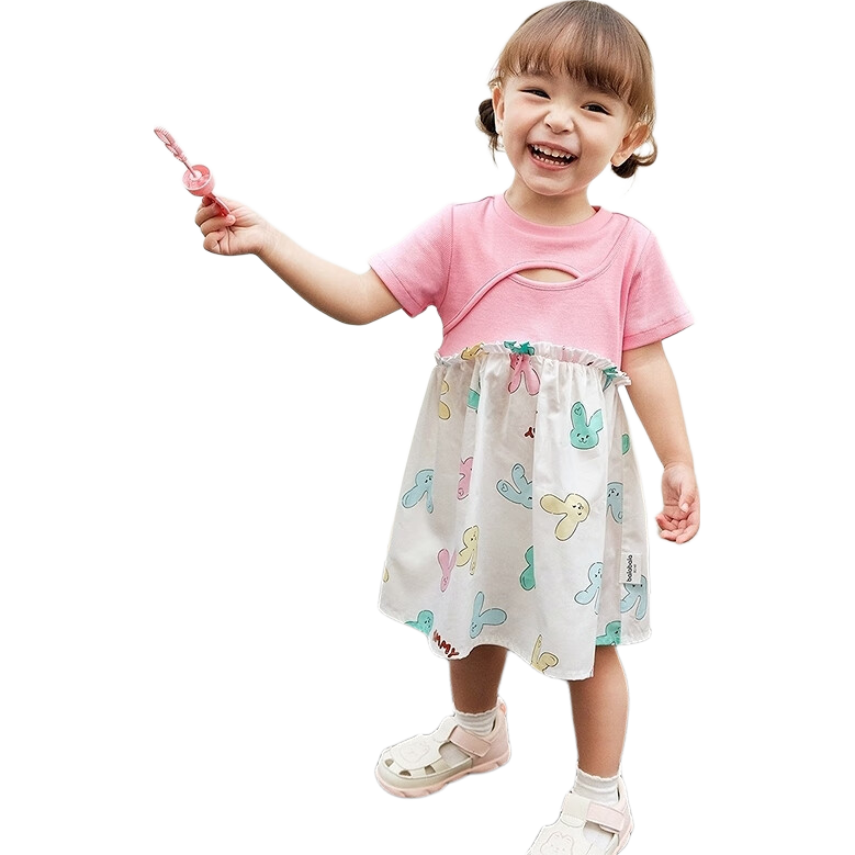 BALABALA Girls' Dress, Baby Dress, Infant Princess Dress, Summer 2025 Collection, Patchwork Fashionable And Stylish, 208225111001