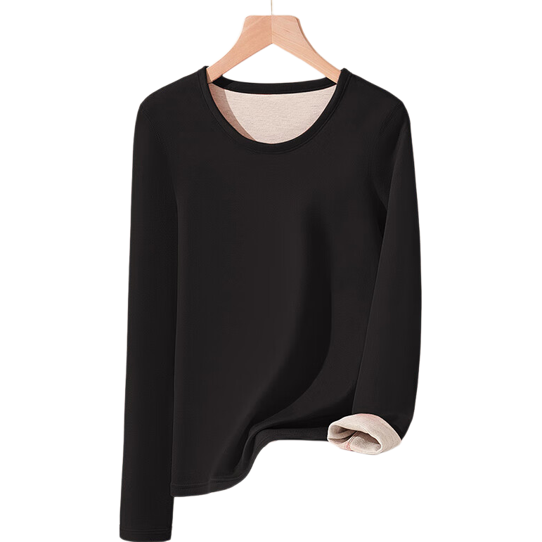 LangSha Wool And Silk Autumn Undershirt for Women, Single Piece Base Layer, 7A Antibacterial And Anti-Mite, AB-Side Brushed Fleece, Heat-Generating Ladies' Thermal Top