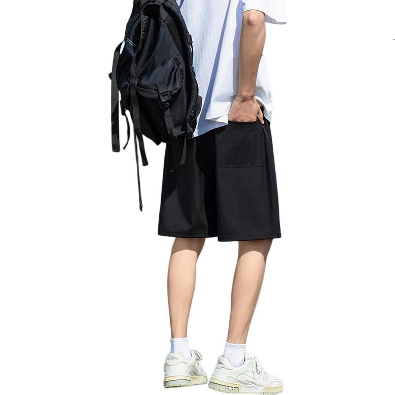 Foss Phil Men's Summer Ice Silk Thin Breathable Casual Straight Loose Shorts FPD06 Black 2XL