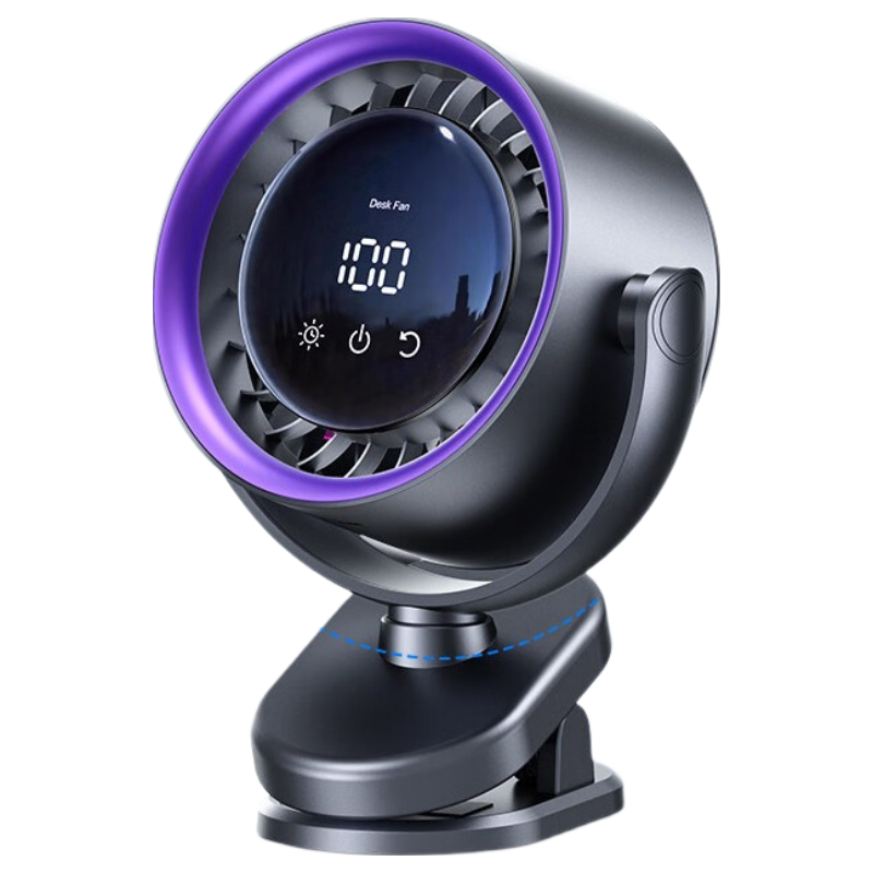 Kumeng Desktop Fan Cooling Small Portable Electric Fan Silent Digital Display Desktop Air Conditioner Circulation Fan Office Student Dormitory Long Battery Life USB Charging