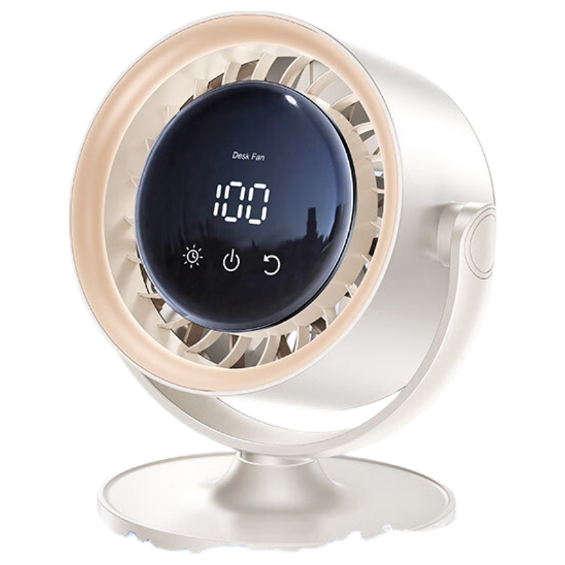 Kumeng Desktop Fan Cooling Small Portable Electric Fan Silent Digital Display Desktop Air Conditioner Circulation Fan Office Student Dormitory Long Battery Life USB Charging
