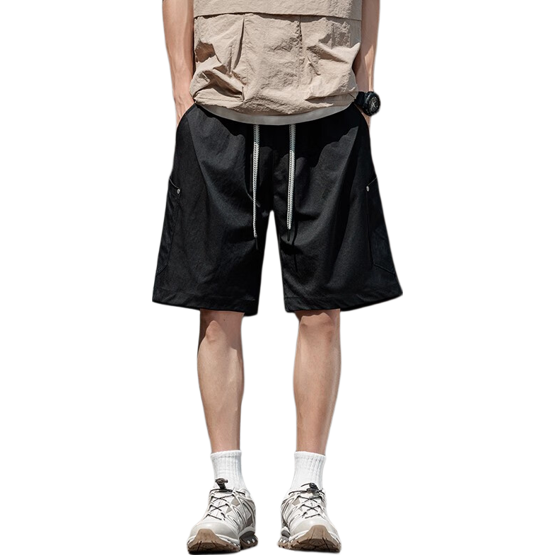 Foss Phil Ice Silk Moisture-Wicking Quick-Dry Shorts for Men, Spring And Summer Outdoor Loose Casual Breathable Cargo Pants K177 Black 2XL