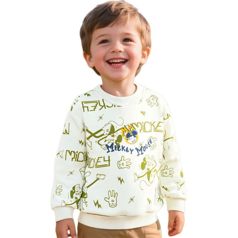Disney Kids Minnie Cartoon Sweatshirt Fashion Casual Comfortable Warm Versatile Autumn Apricot White Size 100