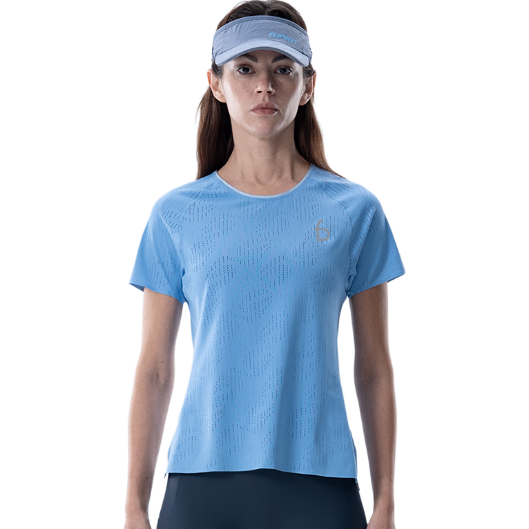 Feibit [Wind Tunnel Short Sleeve 4.0] Quick-Dry Anti-Chafing Marathon Training Breathable T-Shirt Frost Blue XL