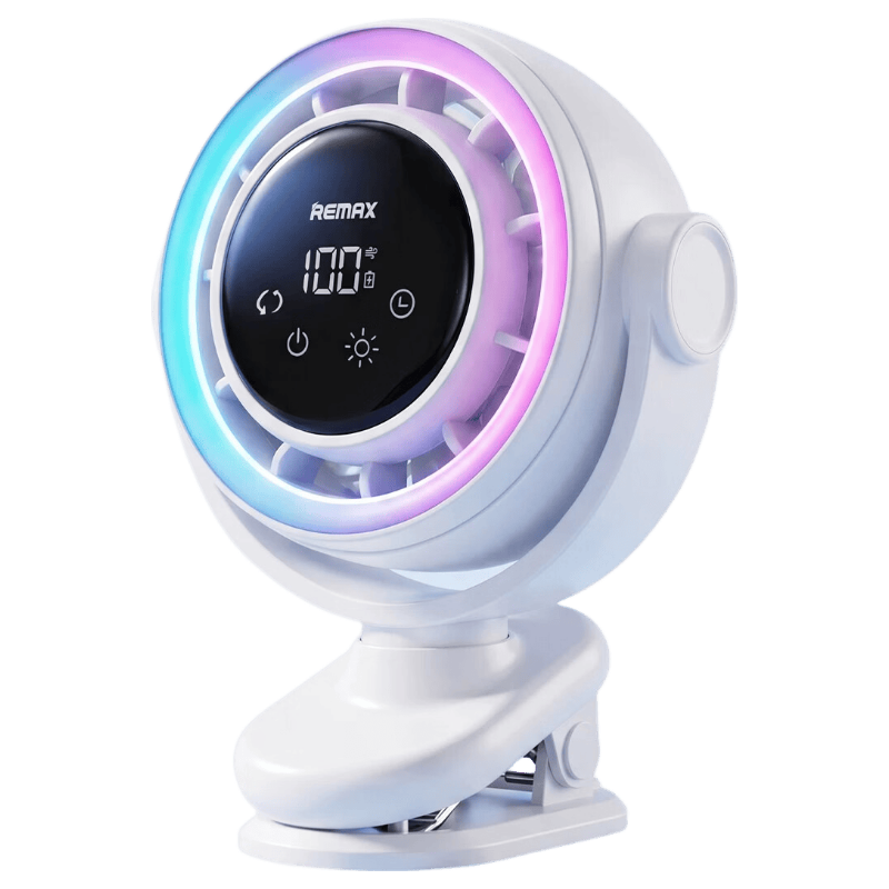 REMAX US8 Desktop Mini Fan 2026 Upgraded High Power Silent Clip-On Portable Cooling Fan for Students Dormitory Home Outdoor Long Battery Life