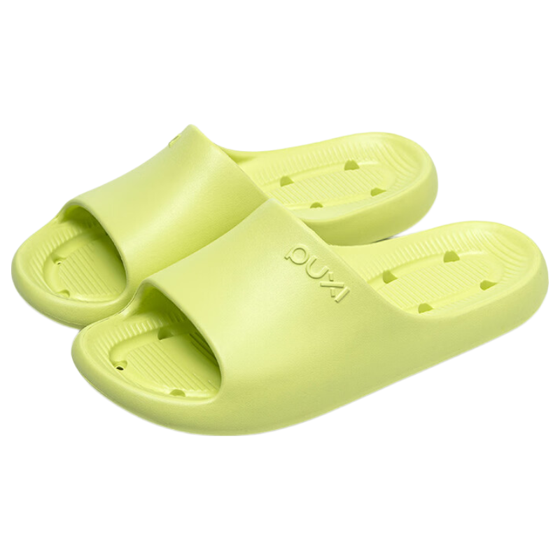 Puxi Wave-Breaking Slip-On Bathroom Non-Slip Water-Draining Shower Quick-Dry Slippers Vanilla Green Size 39-40