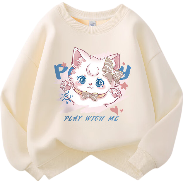 Baleno Girls' Sweatshirt Autumn Winter 2025 Cartoon Cute Crewneck Warm Kids Base Shirt Top