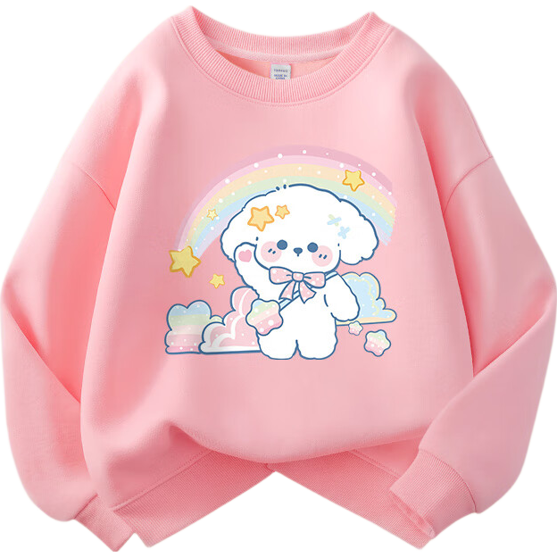 Baleno Girls' Fleece-Lined Pullover Hoodie Winter Thickened Warm Casual Kids' Outerwear