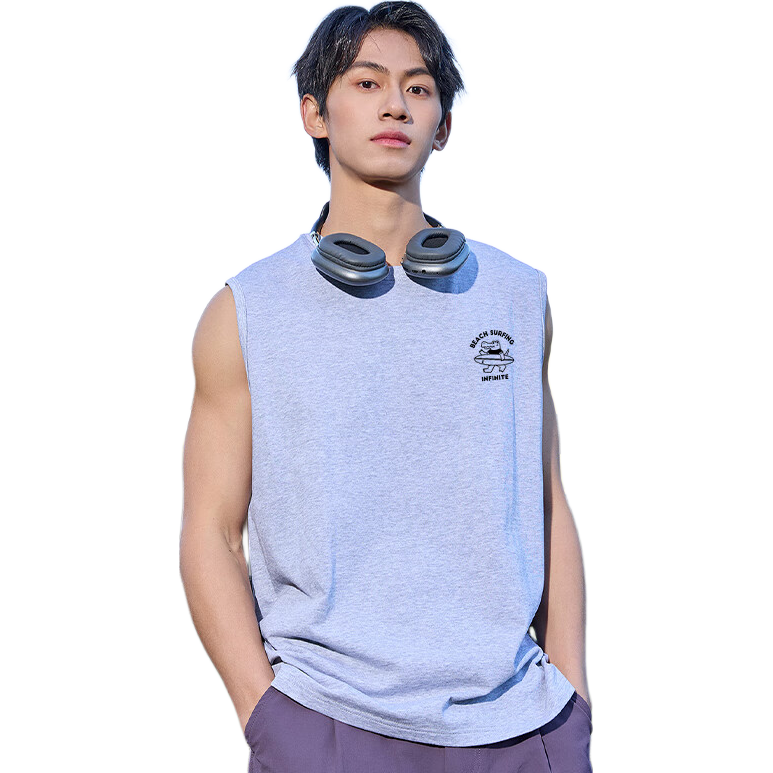 Baleno Men's Pure Cotton Sleeveless Vest Heavyweight Breathable Summer Sports Fitness Running Casual T-Shirt
