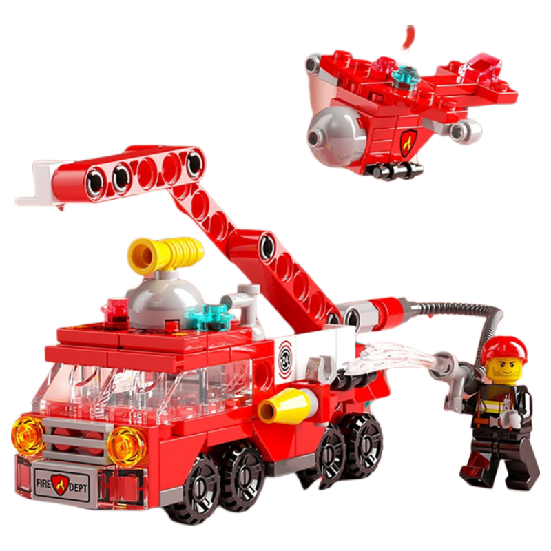 Big Eye Little Fire Truck Building Blocks Compatible with LEGO Construction Model Children's Toy for Boys Age 8 Children's Day Gift 142 Pieces