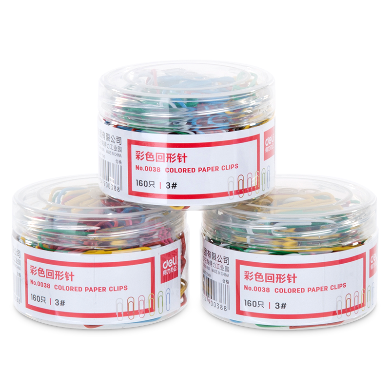 Deli 29mm Colorful Paper Clips/curly Paper Clips, 160 Pieces/tube, 3 Tubes, Office Stationery Supplies, Document Organization And Storage Supplies, 33096