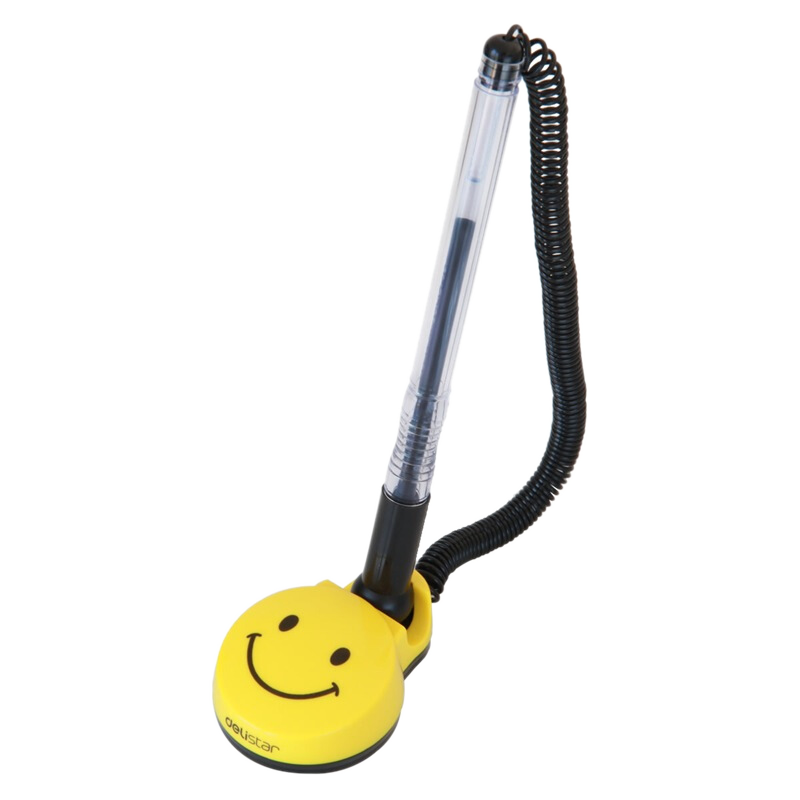 Deli Black Smiley Office Desk Pen, 0.5mm Bullet Tip, Sticky Desktop Gel Pen, Single Pen, Office Supplies, 6793 Gaokao Exam
