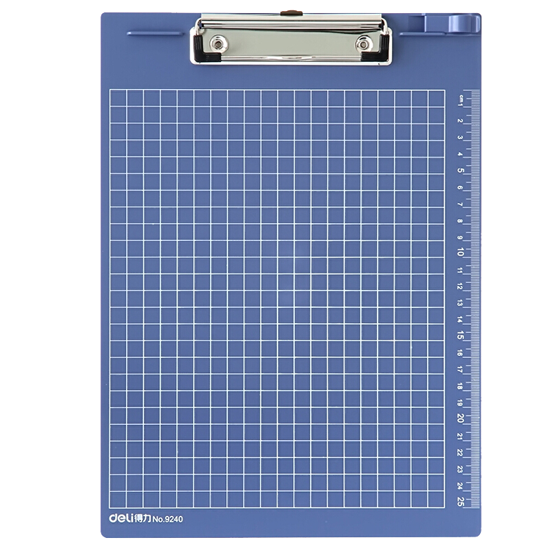 Deli A4 Metal Clipboard with Scale, Portable Business Strong Clip Writing Board/Desk Pad/Exam Paper Document Storage Clip, Dark Blue 9240 Office Supplies