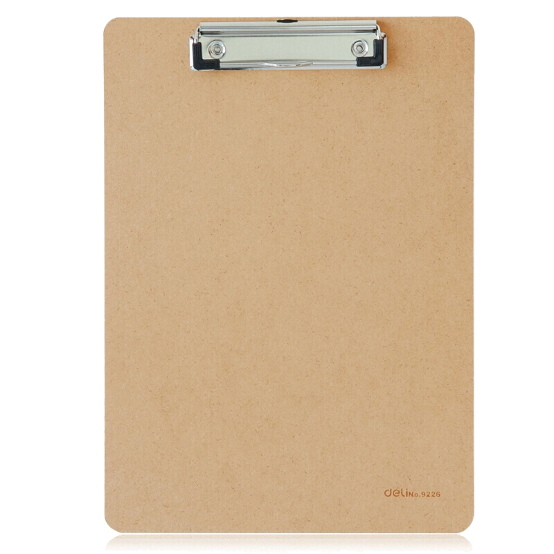 Deli A4 Wooden Texture Metal Portable Strong Clip Writing Clipboard Document Storage Folder Brown 9226 Office Supplies
