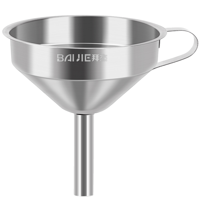 Baijie 304 Stainless Steel Funnel for Home Use, Oil Strainer, Soy Sauce Strainer, Vinegar Strainer, Thickened with Filter Mesh, Wine Funnel, 10cm