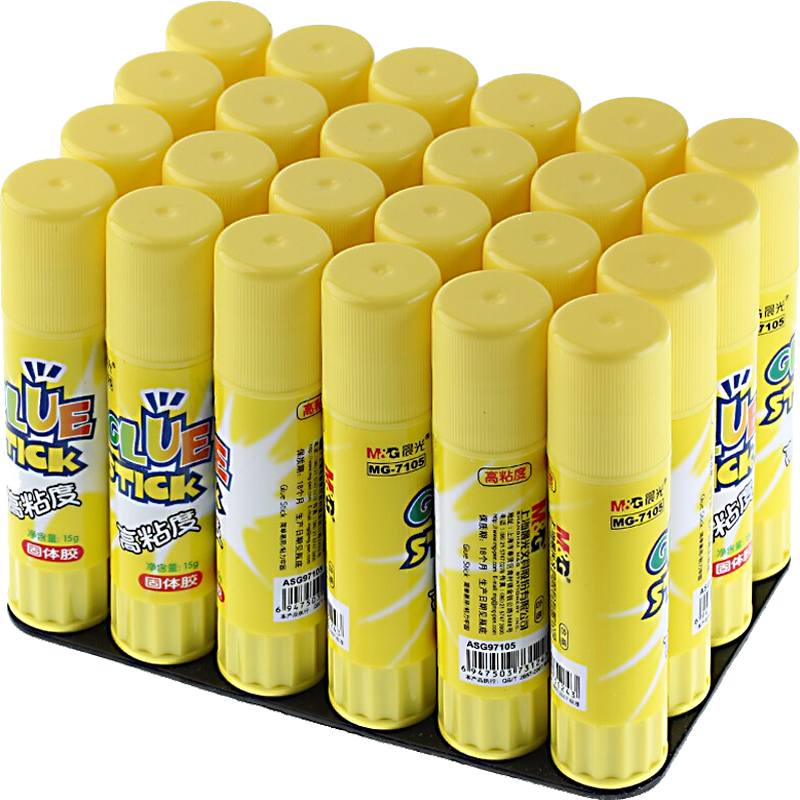 M&G Stationery Popular Product, 15g High Viscosity Solid Glue PVP, Student Craft Solid Adhesive, Quick-Drying Durable Glue Stick, Office Supplies, 24-Pack MG7105