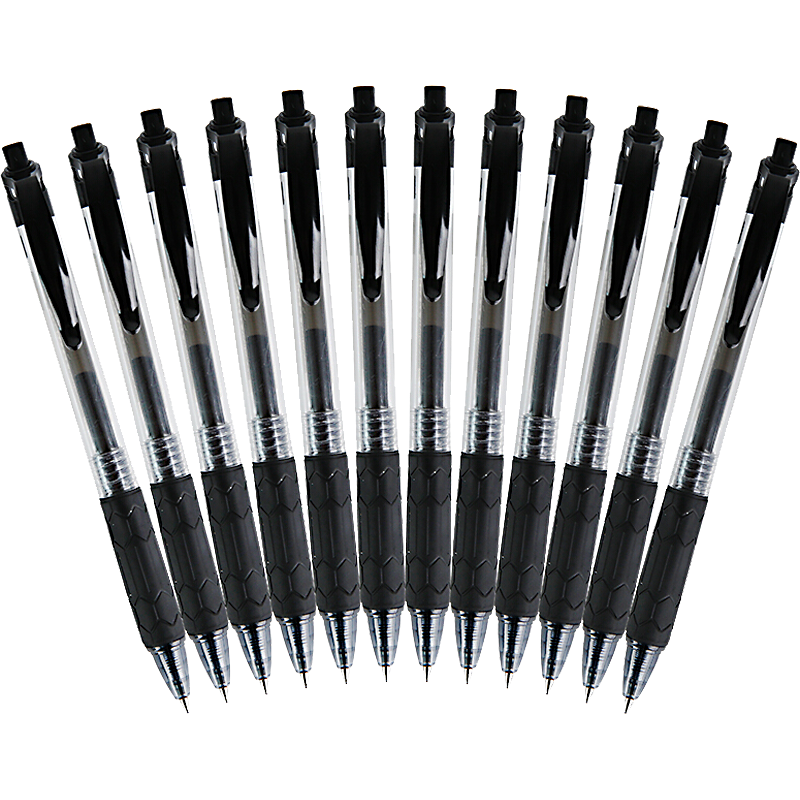 M&G Stationery Retractable Gel Pen, Student 0.5mm Black Pen, Signing Pen, Business Bullet Tip, Exam-Specific Ink Pen, High-Value Office Supplies, Black, 12 Pens/box