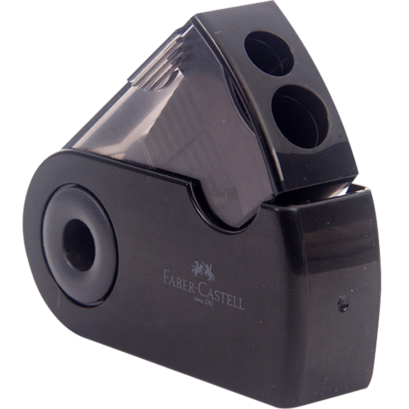 Faber-Castell Double-Hole Pencil Sharpener, Sketching Pencil Sharpener, Elementary School Student Manual Rotary Pencil Sharpener - 182701 Black