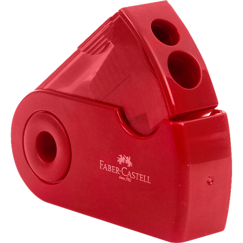 Faber-Castell Double-Hole Pencil Sharpener, Sketching Pencil Sharpener, Elementary School Student Manual Rotary Pencil Sharpener - 182701 Red