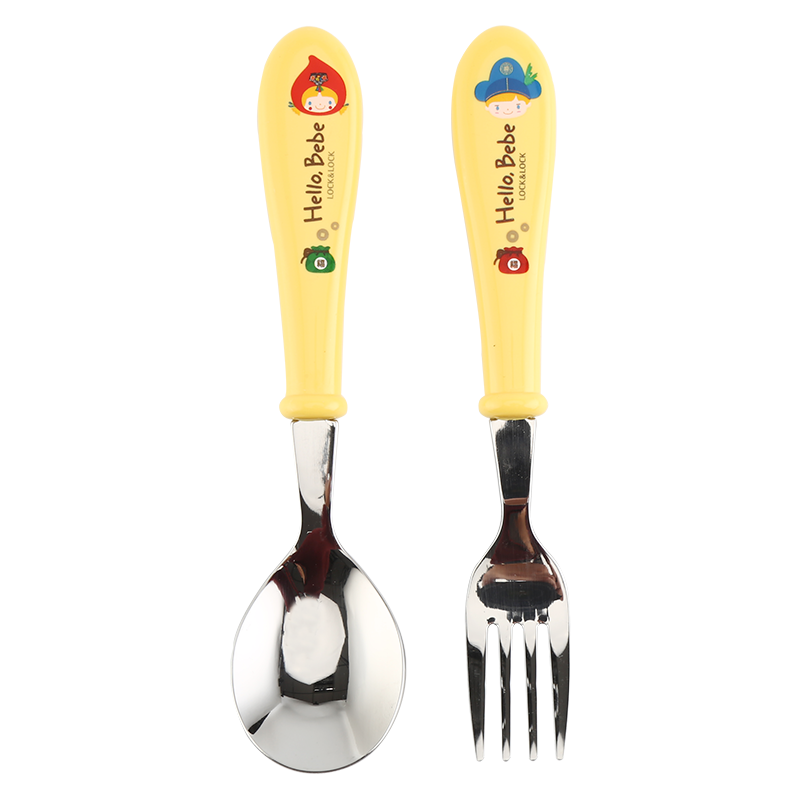 LOCK&LOCK Children's Fork And Spoon Set, Stainless Steel Cutlery, 2-Piece Combinatio