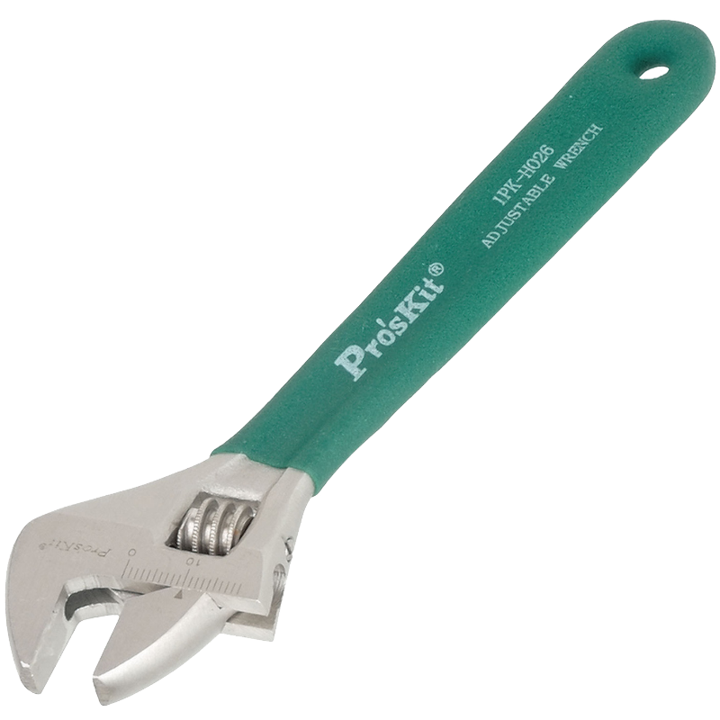 Pro'sKit 1PK-H026, Plastic-Coated Handle Titanium Gold Non-Slip Adjustable Wrench, Wide-Mouth Wrench, 6 Inches (150mm)