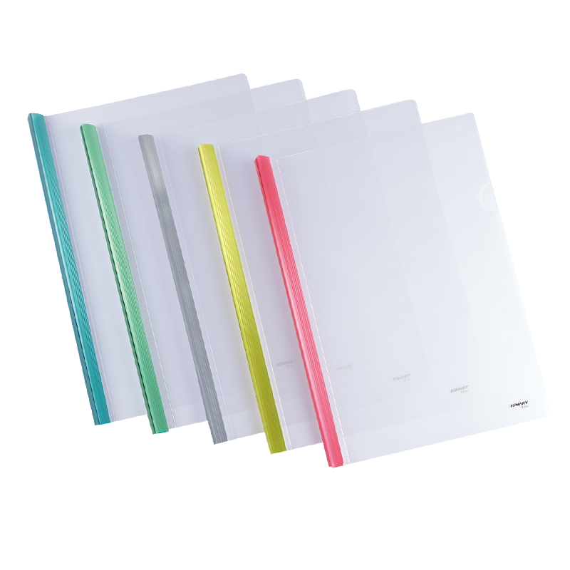 Jindeli 5 Pcs 11mm Colorful Thickened Pull Rod A4 Transparent File Folder, Sliding Rod Document Folder, Report Folder, Resume Folder, Student Exam Paper Organizer, Thickened Plate Q310