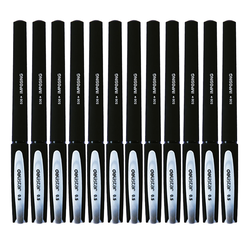 Deli 0.5mm Black Gel Pen, Smooth Barrel, 12 Pens/box, for College Entrance Exam