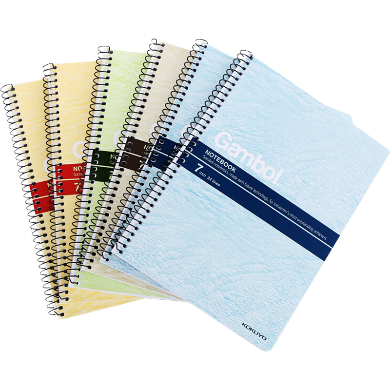 KOKUYO Spiral A5 Notebook Gambol Watanabe Student Diary Soft Copybook 7mm Ruled 24 Lines 80 Sheets/Book 6 Books Random Colors WCN-S5807