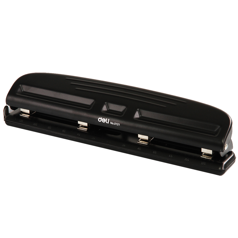 Deli Adjustable 4-Hole Punch Binder Metal A4 Loose Leaf Punching Machine Black and White Mix 0121