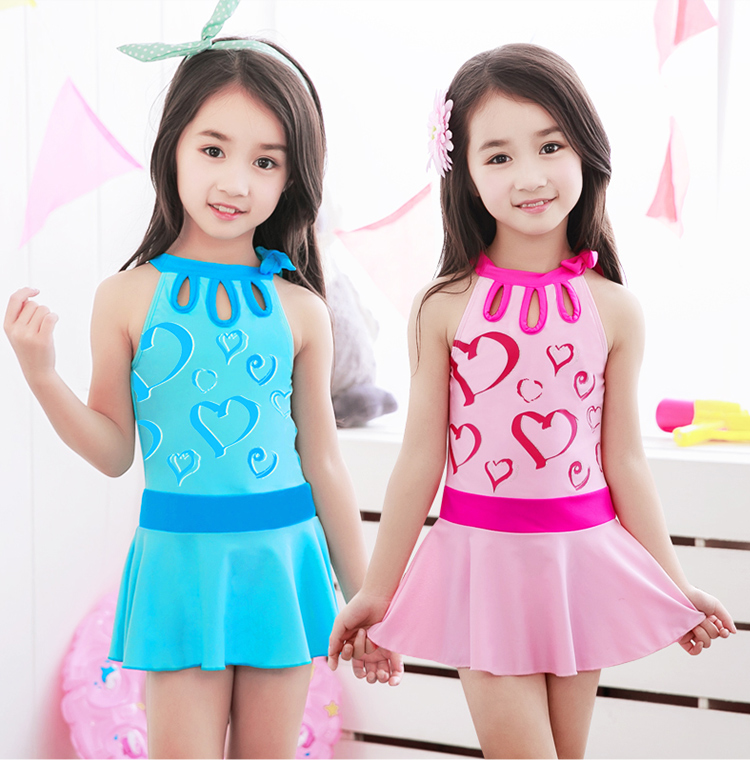 Youyou Children's Swimsuit Girls One-Piece Skirt Style Large Kids Swimwear Student Girl Swimwear 37202 Pink 3XL 1