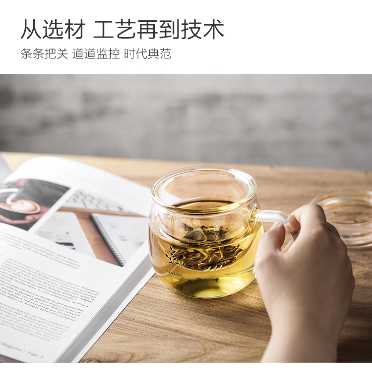 佳佰 办公室耐热透明过滤泡茶杯带盖水杯 过滤茶水分离杯绿茶杯...-京东
