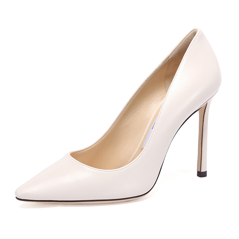 jimmy choo 周仰杰 女士romy 100系列米白色牛皮尖头浅口高跟鞋 romy