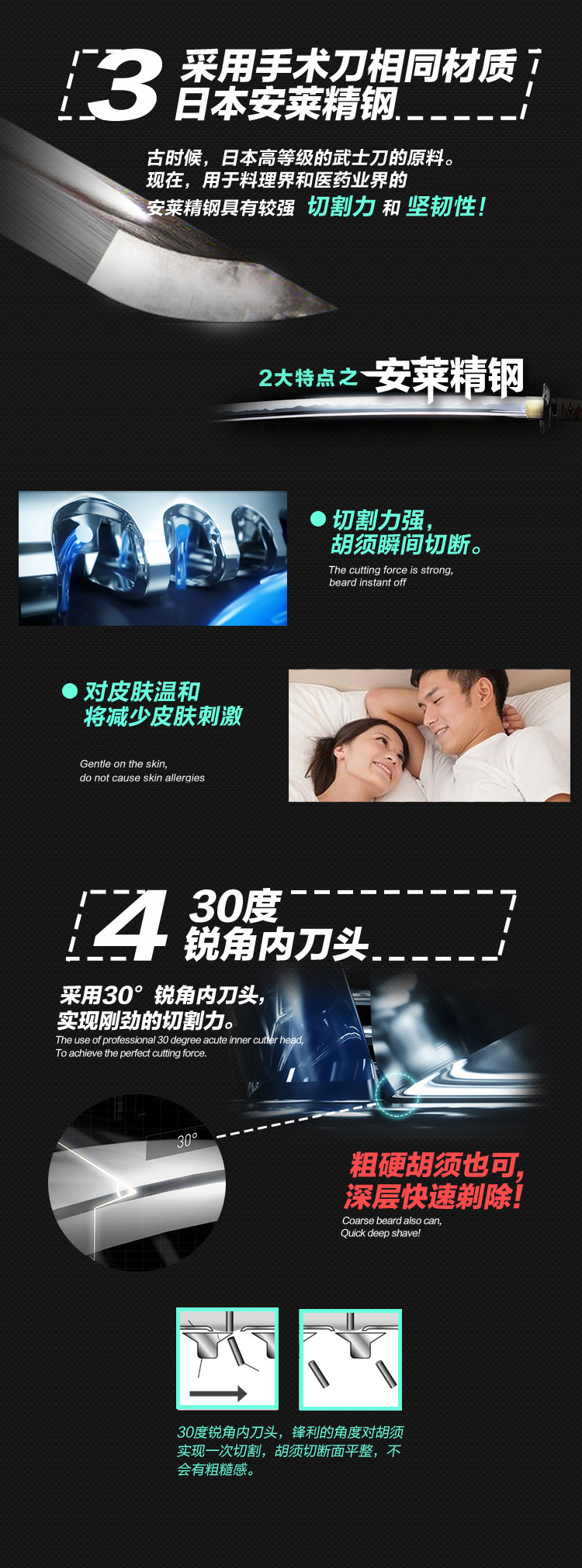 松下（Panasonic）电动剃须刀 刮胡刀 干湿两剃 全身...-京东