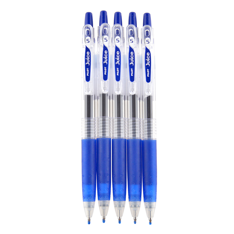 PILOT JUICE Retractable Gel Pen, Blue-Black Ink, Stylish Design, 0.5mm Diameter, Signature Pen, Water-Based Pen, Student Exam Pen, Office Supplies, Stationery Set, 5 Pens