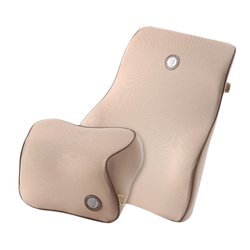 GiGi Car Headrest And Lumbar Support Set, Memory Foam Back Cushion, Neck Pillow for Car Use, Cervical Pillow, Protective Neck Pillow, Apricot Color