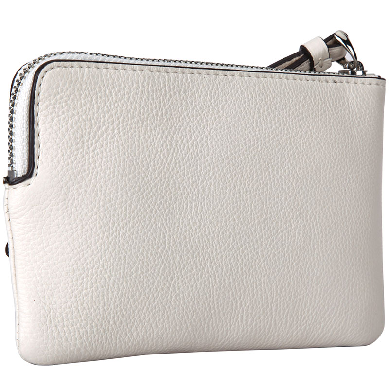 coach 蔻驰 奢侈品 女士白色皮质短款手拿包零钱包 f25839 svcah