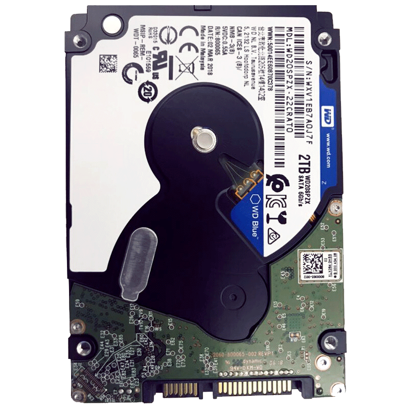 Western Digital (WD) 2TB Laptop Mechanical Hard Drive, WD Blue, SATA 5400 RPM to 128MB Cache, 7mm 2.5-Inch, WD20SPZX