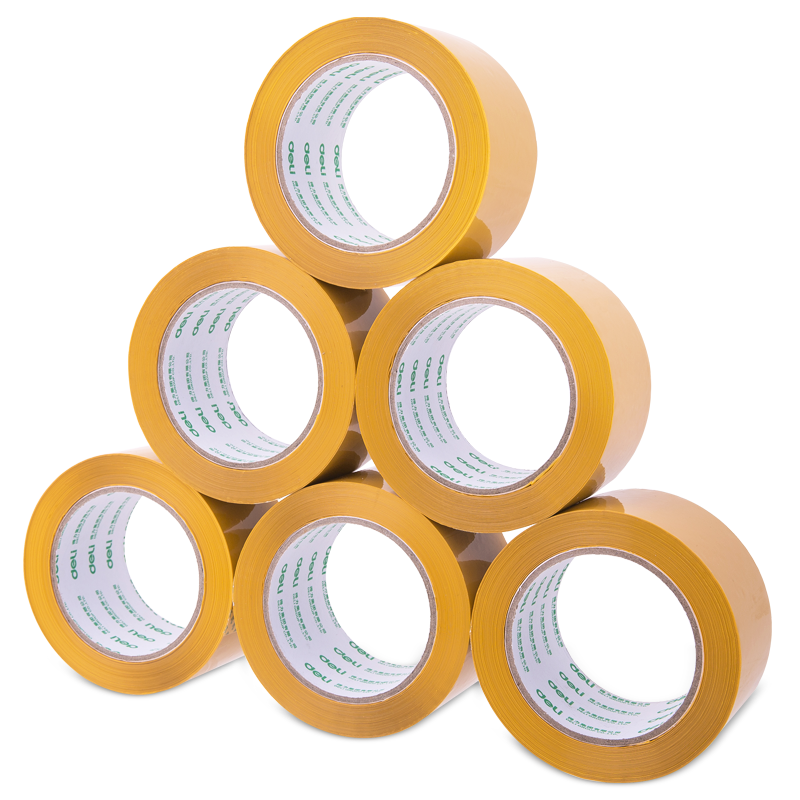 Deli High-Quality Beige Packing Tape, Wide Adhesive Tape, 60mm*100y*50μm (91.4m/roll), 6 Rolls, Office Supplies, 30359